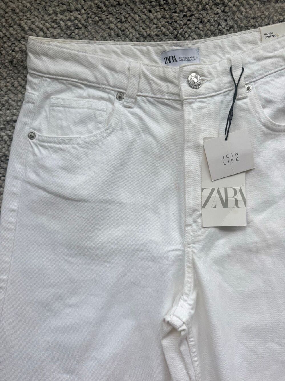 NWT ZARA 6 High Rise Cropped White Culotte Denim Pants - Picture 3 of 7
